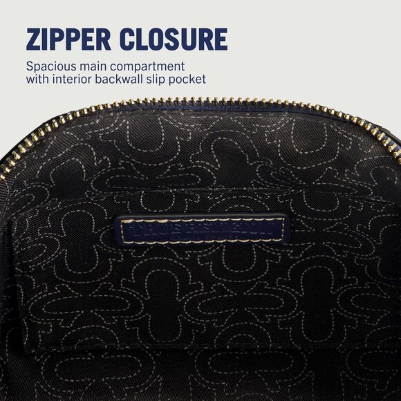 Women’s Denim Satchel Bag with Horseshoe Logo and Gold Hardware - Picture 6 of 6